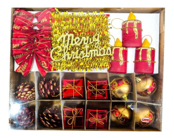 Kit Navidad 23 Piezas Adornos Rojo Árbol Regalo Moño - Cc
